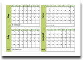 4 Month Calendar Template 2012