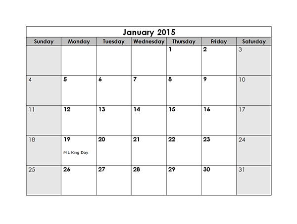 monthly calendar