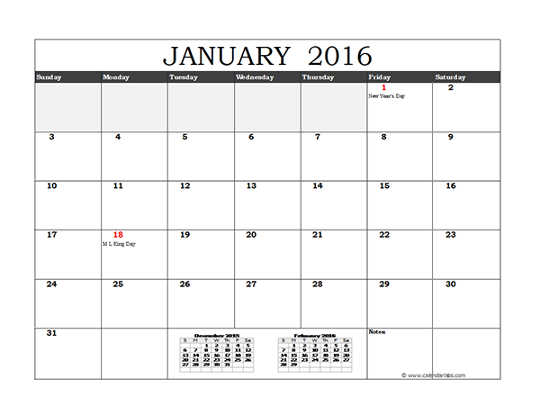Template Calendar 2014 Excel