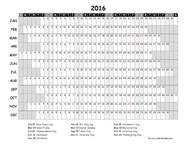 Excel Year Calendar Templates