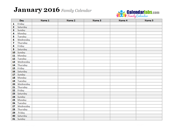 November homework calendar