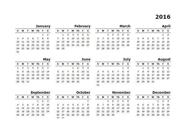 free 2016 excel calendar blank and printable calendar xls | BUKU HP
