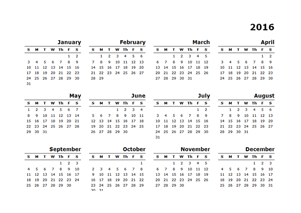 calendar 2016 calendar 2016