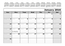 2016 julian calendar 12 month reference