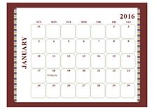 2016 monthly calendar 3