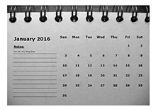 2016 monthly calendar landscape