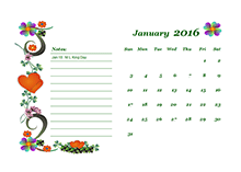 2016 monthly holiday calendar