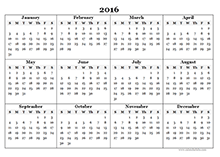2016 yearly calendar landscape 07