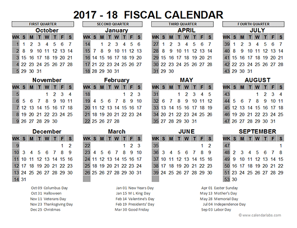 fiscal week calendar 2018