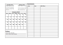 2014 monthly calendar template