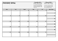2014 monthly calendar template
