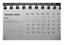 2014 monthly calendar template