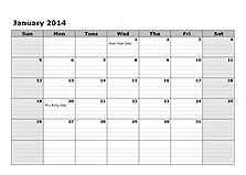 2014 yearly calendar with us holidays