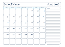 monthly school template with day boxes