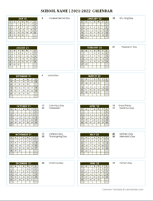Yearly School Calendar 04