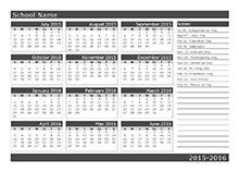 Yearly School Calendar starts from sunday 08