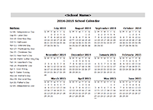 Yearly School Calendar starts from sunday 05