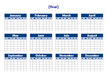 yearly blank template - landscape