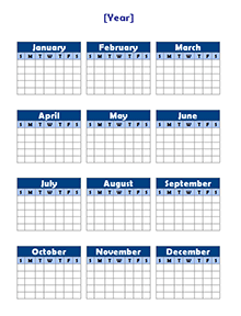 Year Long Calendar Template