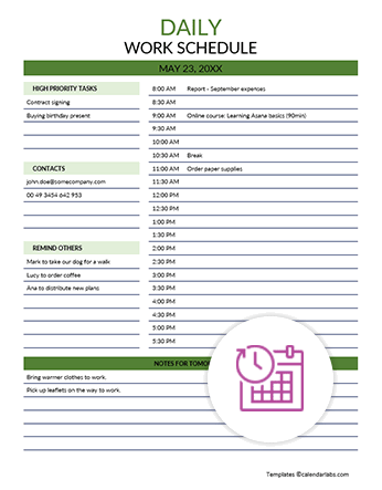 Employee schedule templates