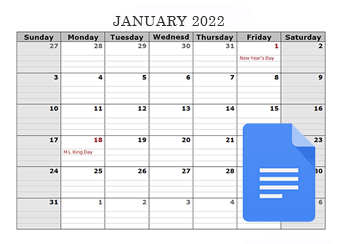 2023 Google Docs Calendar