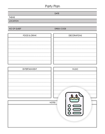 Party planner templates
