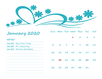 Customize Word Calendar