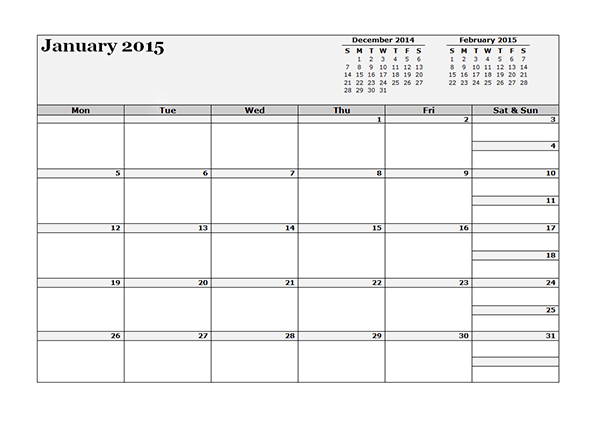 2015 Three Monthly Calendar Template - Free Printable 