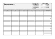 2015 3 month calendar