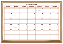 monthly calendar templates 2015