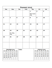 monthly calendar 2015