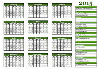 Year At A Glance Calendar Template 2014