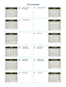 Word Calendar Template 2015