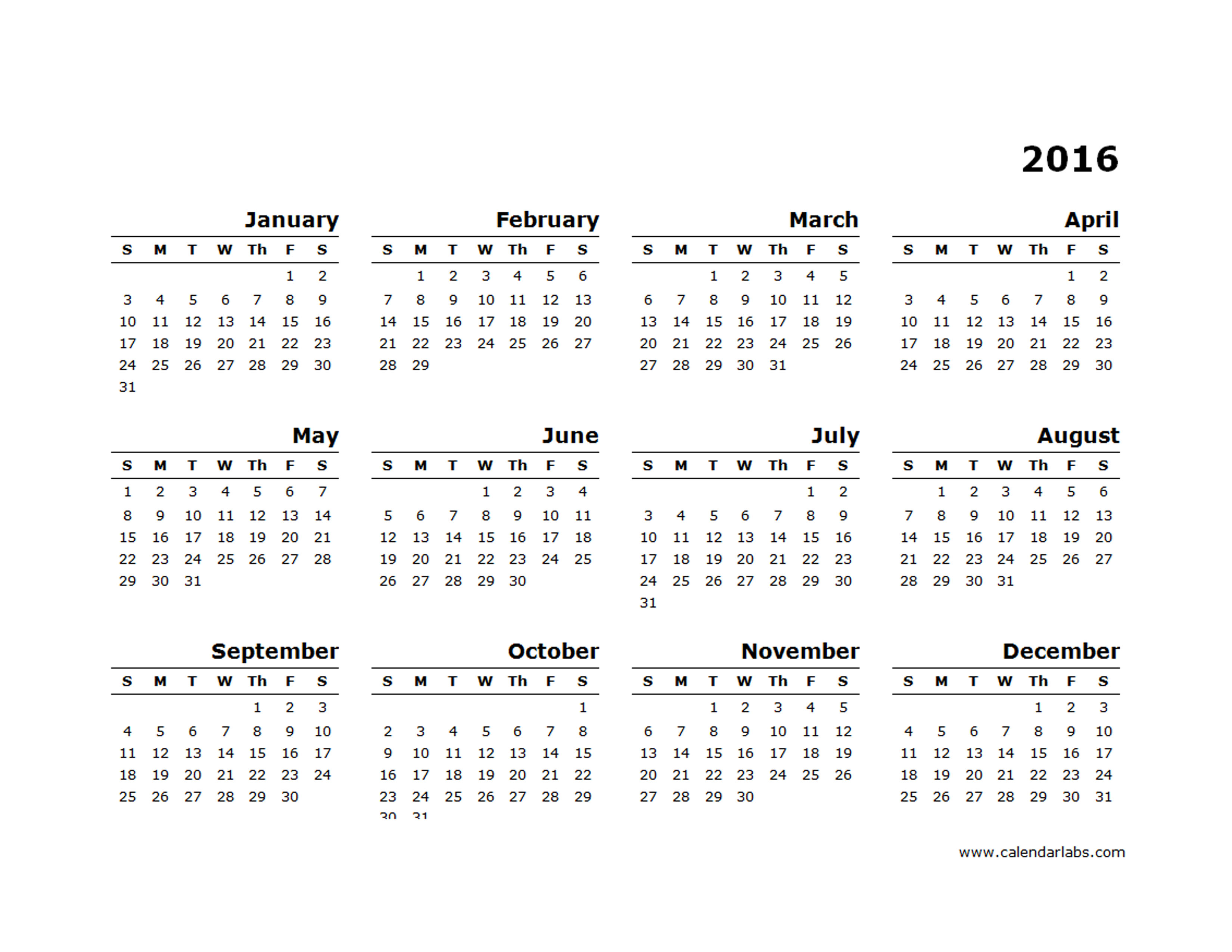 free printable 2016 mini calendar free printable 2016 mini calendar