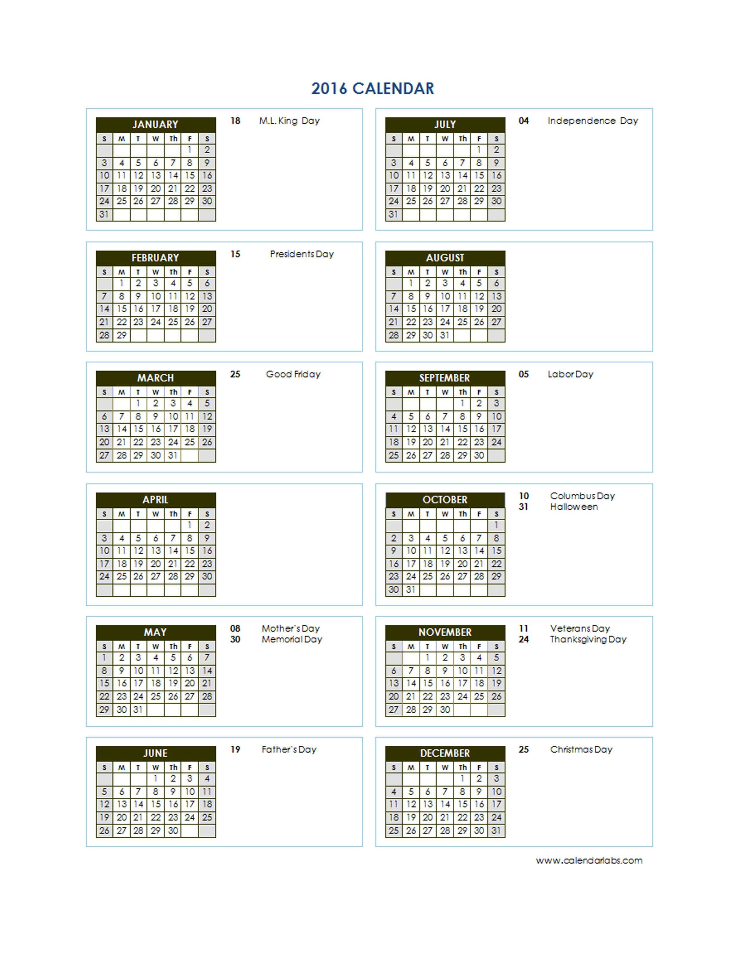 2016 yearly calendar template 03 free printable templates