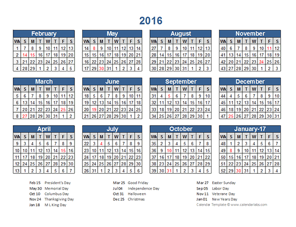 5 year calendar template