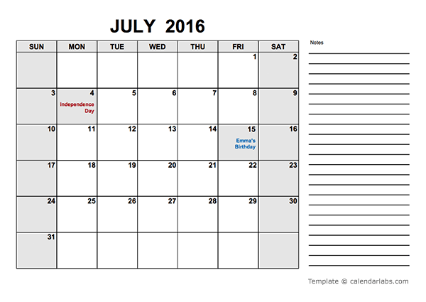 2016 Free Calendar PDF