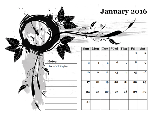 2016 Monthly Calendar Template 05