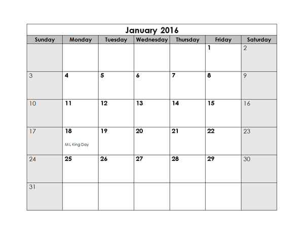2016 Calendar Template Free - FREE DOWNLOAD