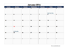 2016 monthly calendar excel