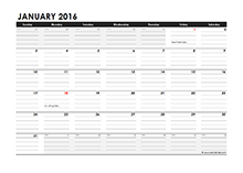 2016 Monthly calendar notes
