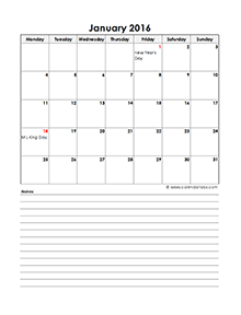 2016 monthly excel calendar 05