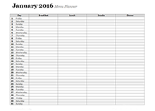 2016 Monthly Menu Planner 02