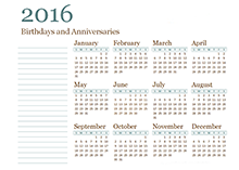 2016 yearly family calendar