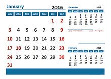 2016 Excel Calendar with Holidays