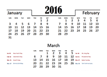 2016 Quarterly Calendar Template