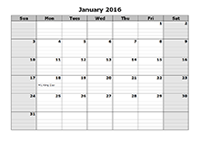 2016 Monthly Calendar Template 08