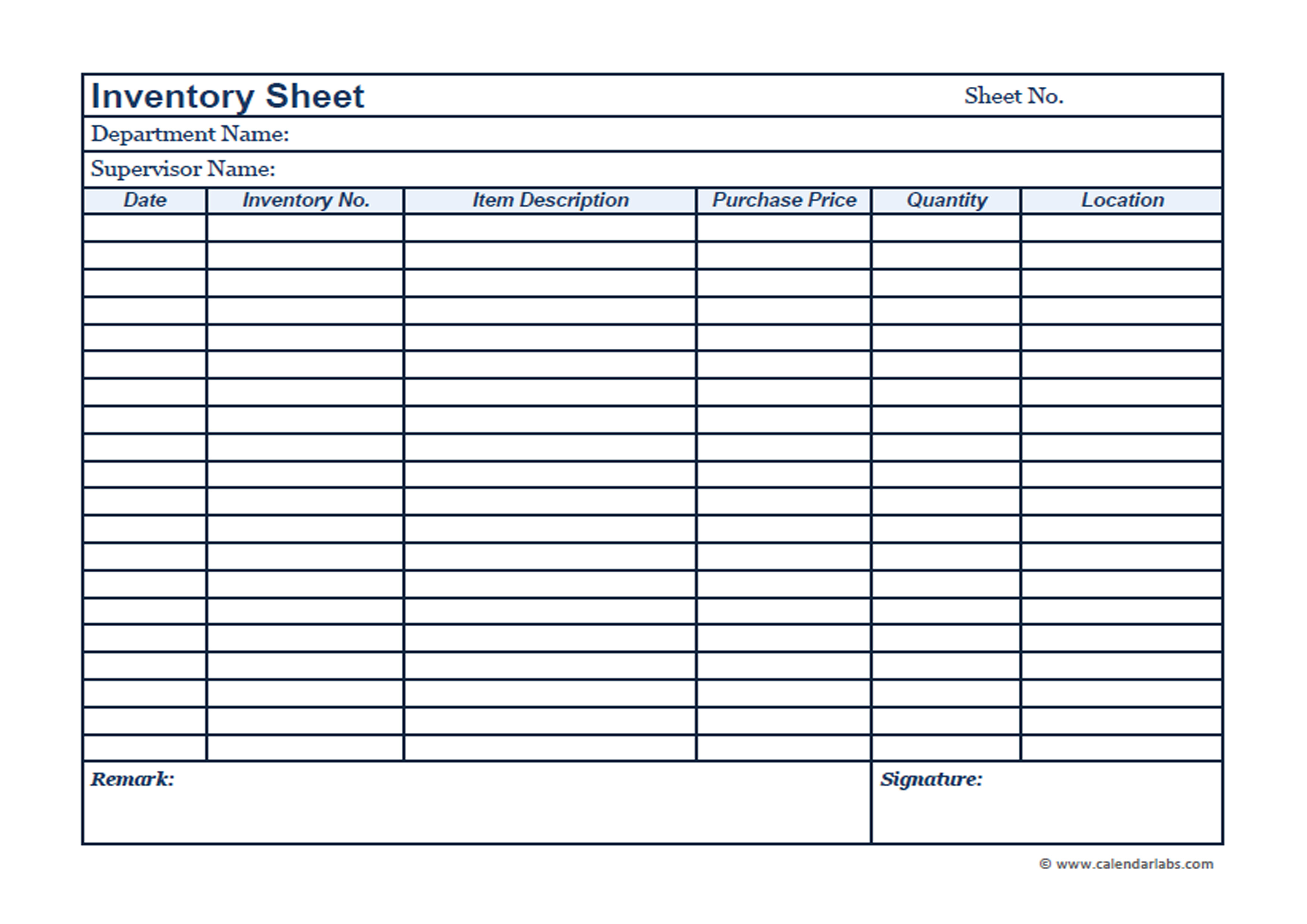 Business Inventory Template Free Printable Templates
