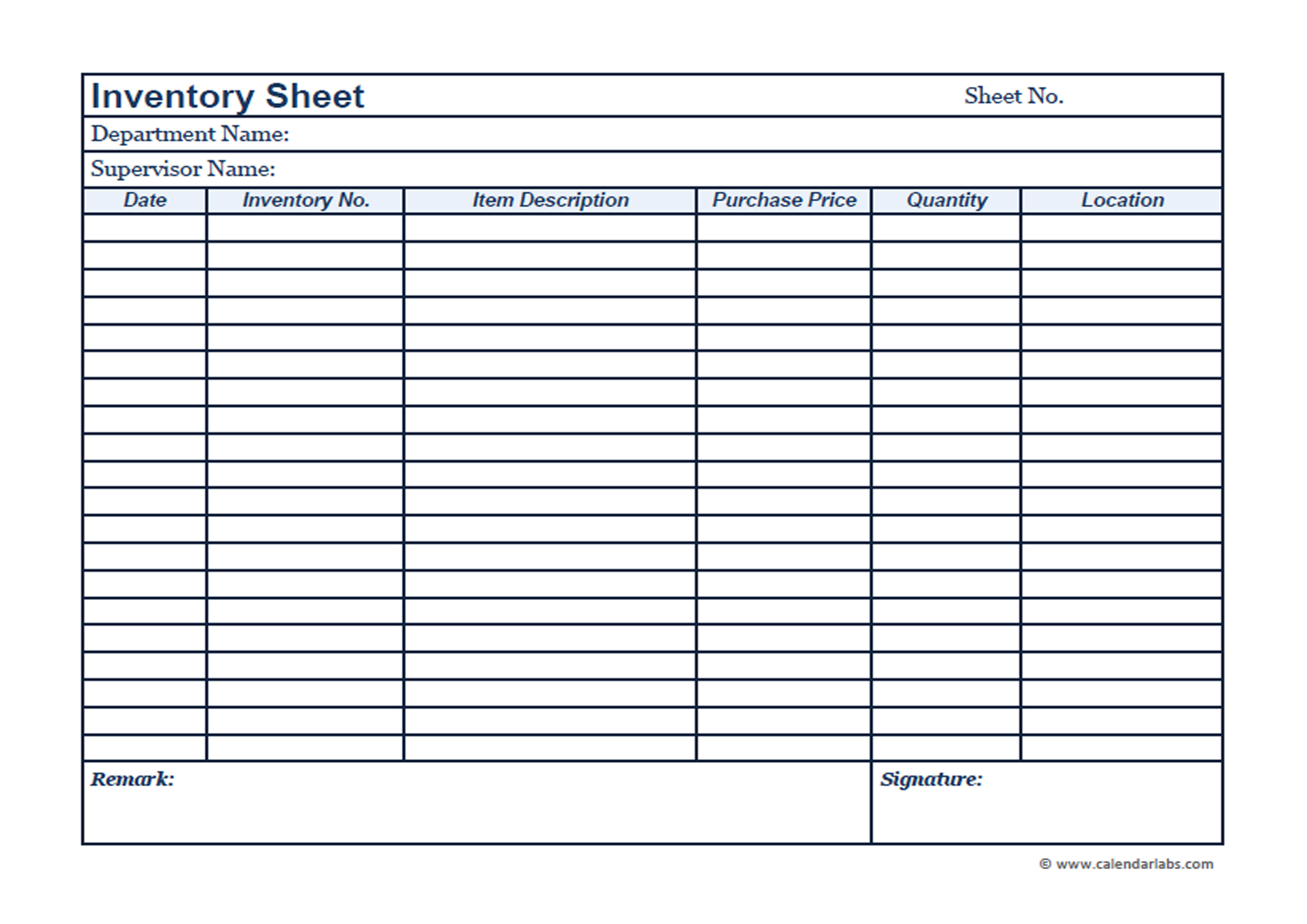 Business Inventory Template Free Printable Templates