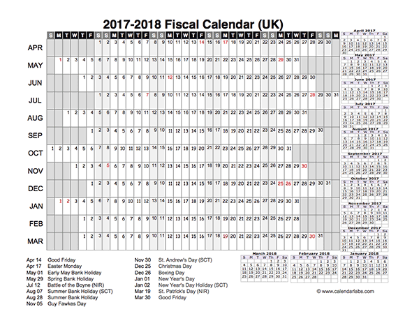 2017 Fiscal Year Calendar